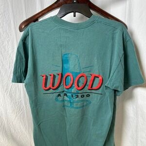 1990s Wood AM 1300 Radio Station Tee - classic green‎ and red tee radio Single